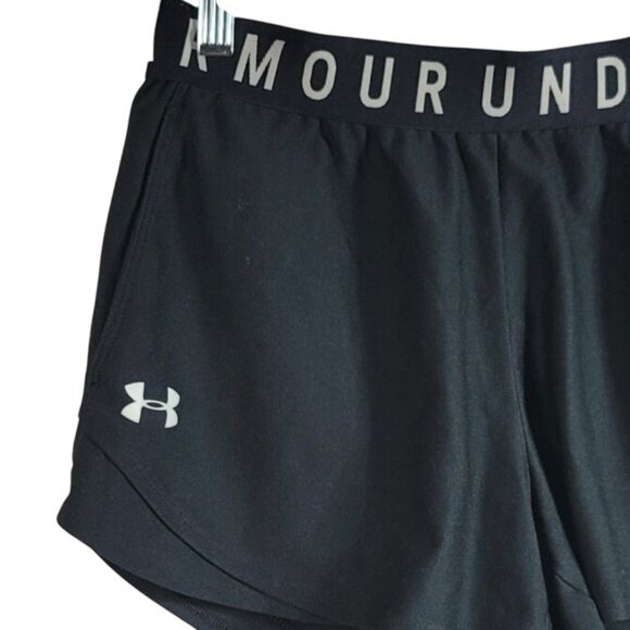 Under Armour Tech Play Up Shorts Black Small Pockets 3" Wicking HeatGear Loose - Picture 3 of 8